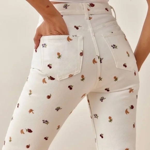 Reformation Denim - Reformation Cynthia Fruitloops Embroidered High Rise Jeans